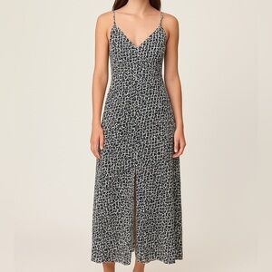 Leith Black and White Floral dress with V-Neckline cross back straps